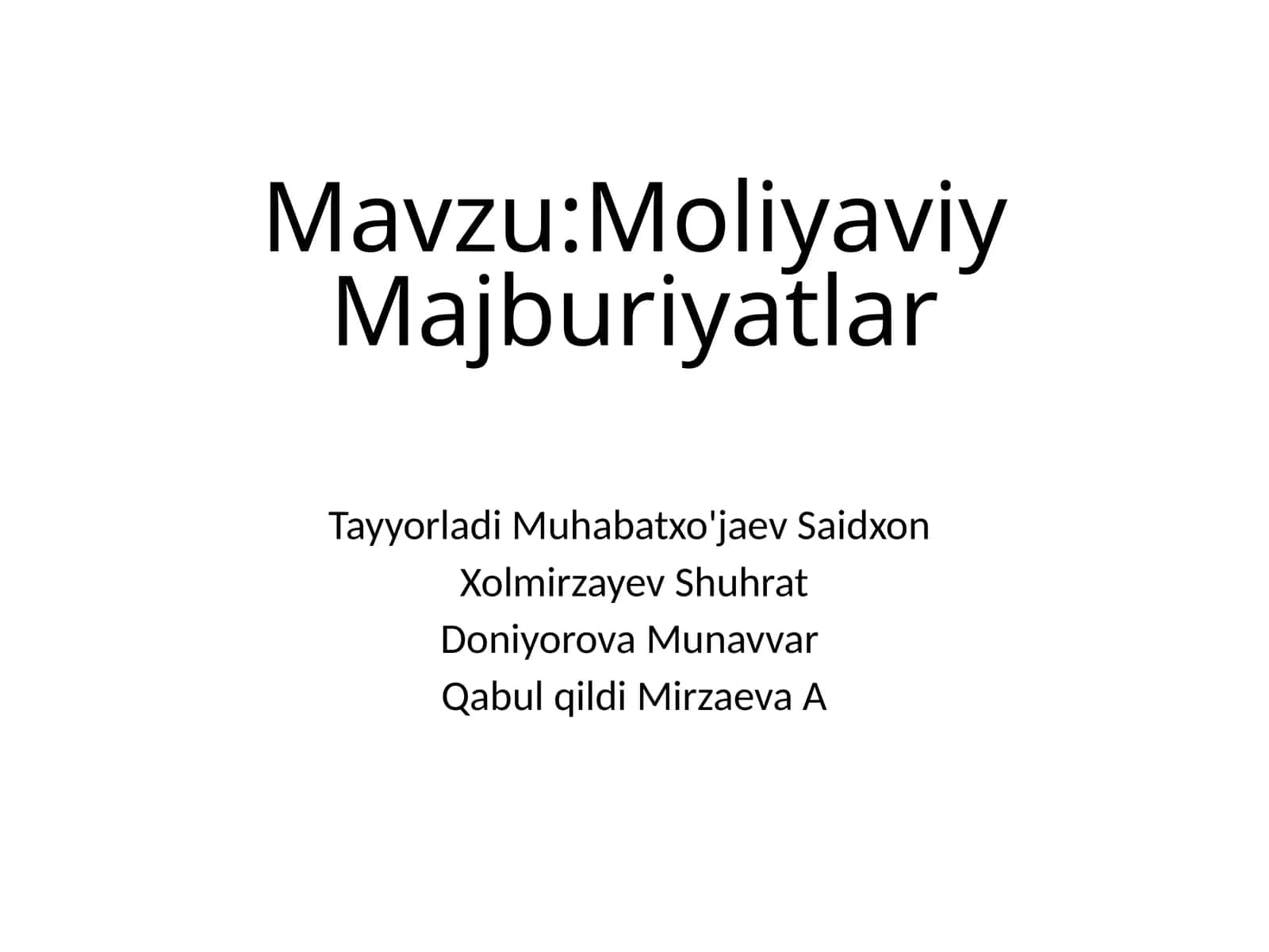 Moliyaviy Majburiyatlar