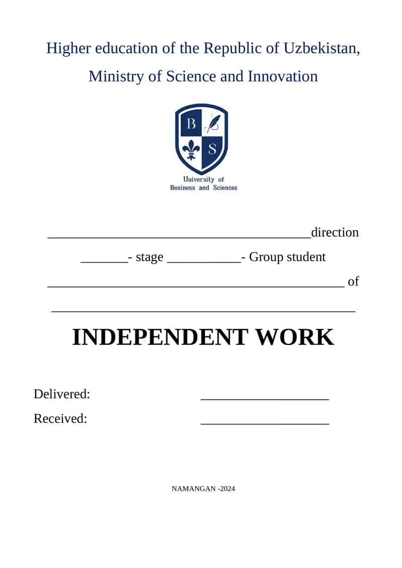 INDEPENDENT WORK