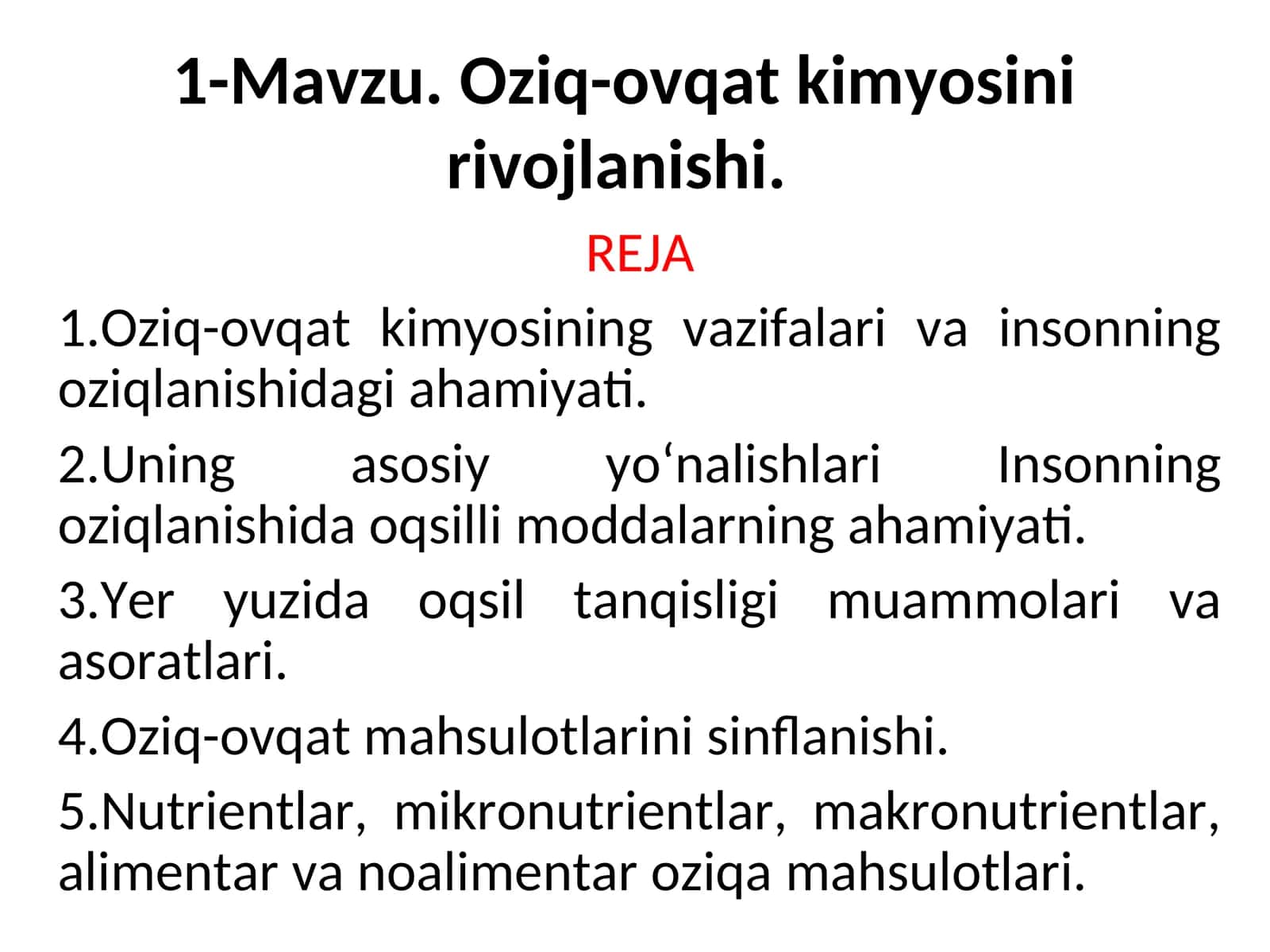 Oziq-ovqat kimyosini rivojlanishi