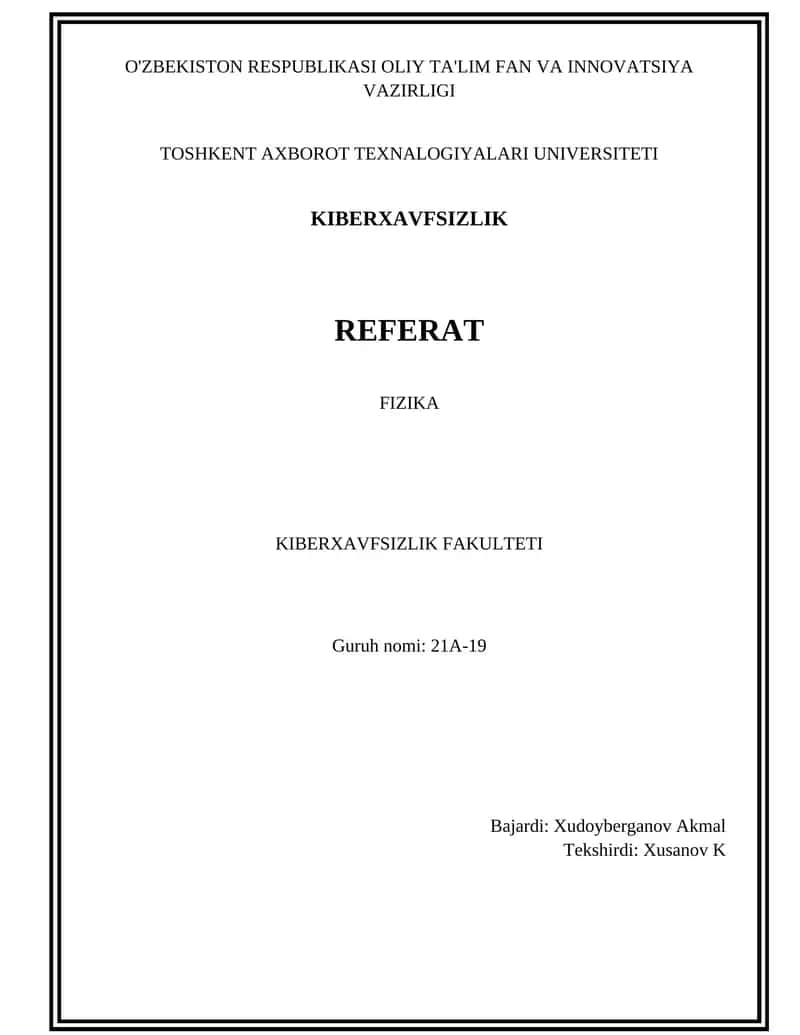 Kiberxavfsizlik Referat