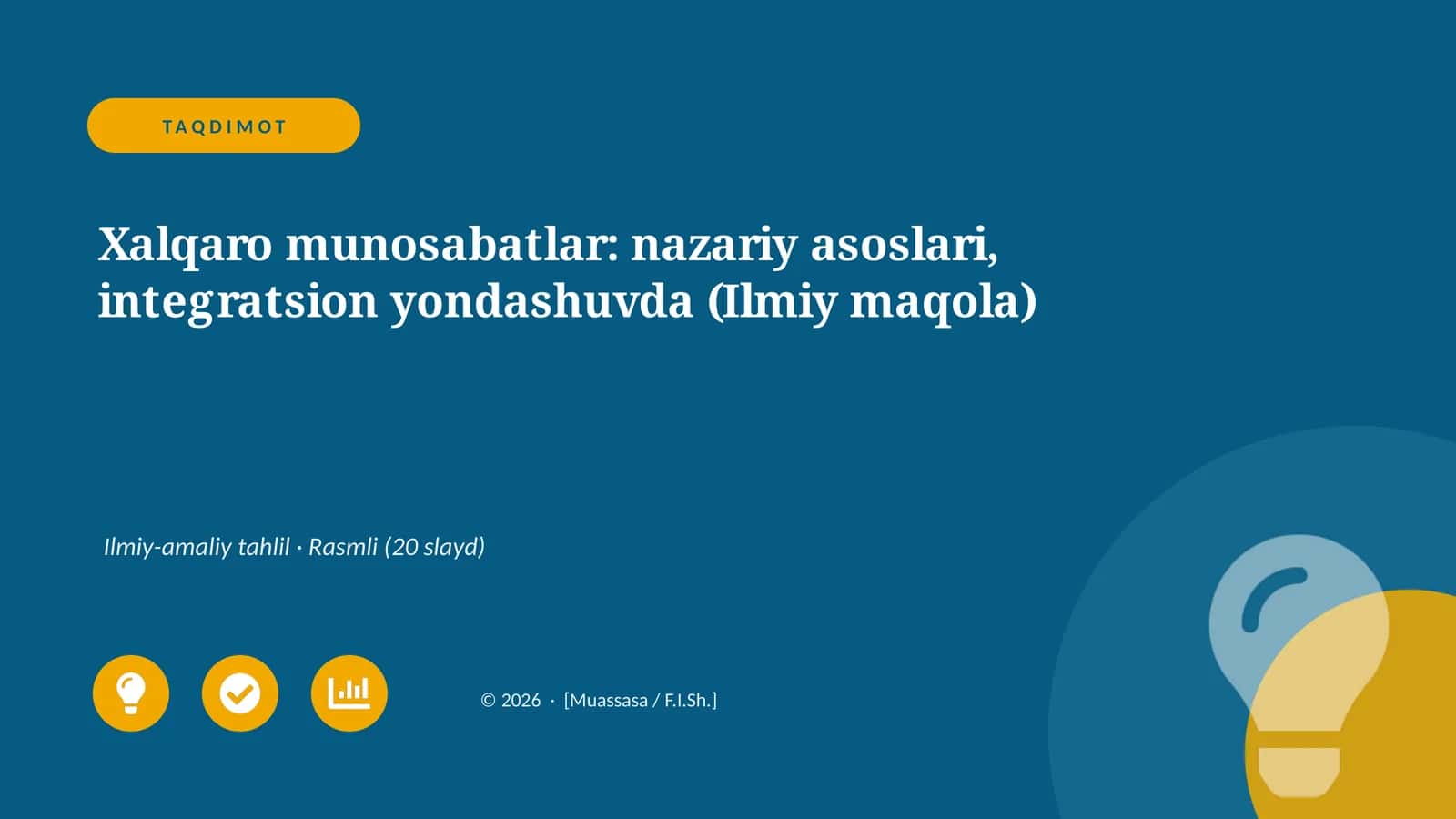 Xalqaro munosabatlar: nazariy asoslari, integratsion yondashuvda (Ilmiy maqola)