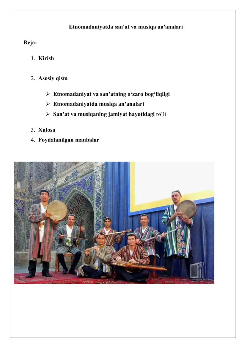 Etnomadaniyatda san'at va musiqa an'analari