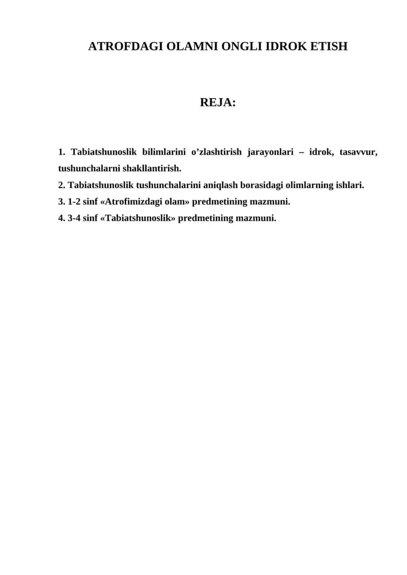 Atrofdagi O'lamni Ongli Idrok Etish