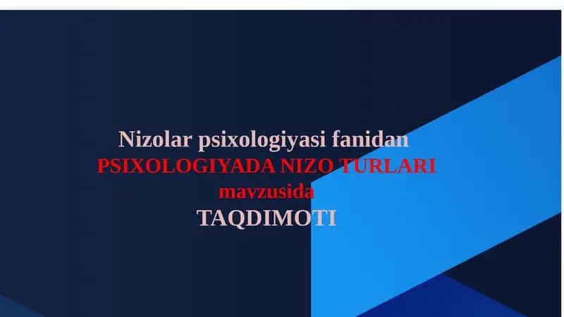 Nizolar psixologiyasi fanidan
