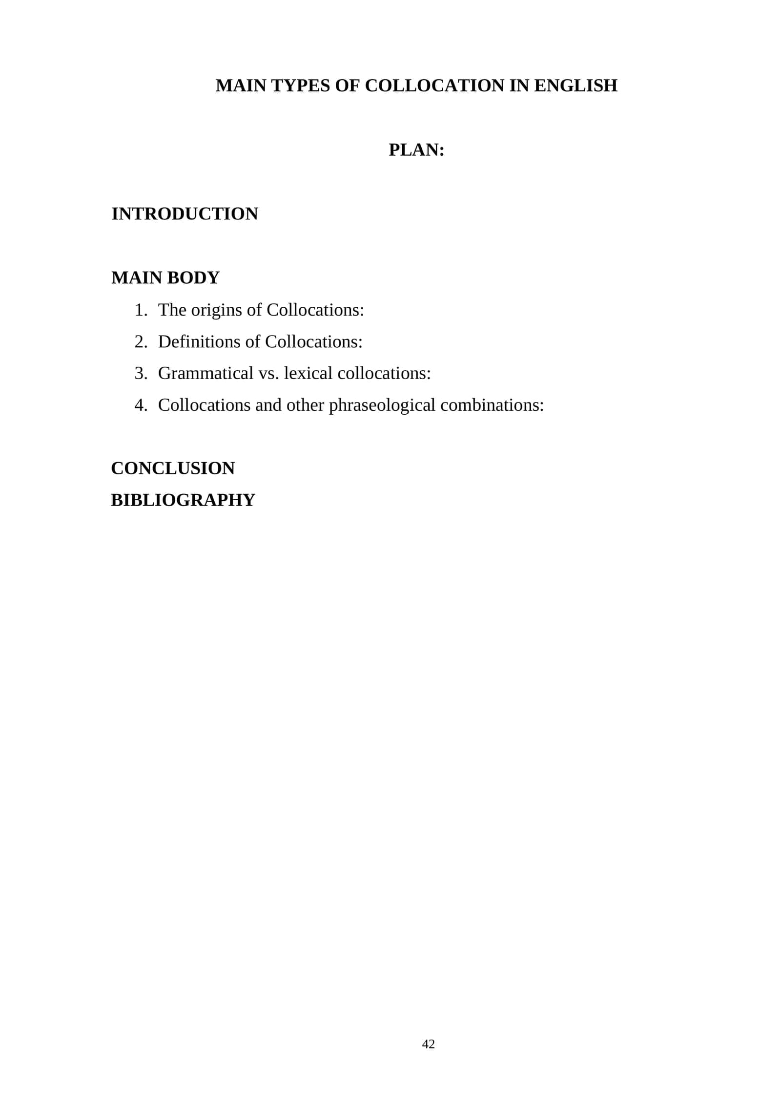 MAIN TYPES OF COLLOCATION IN ENGLISH