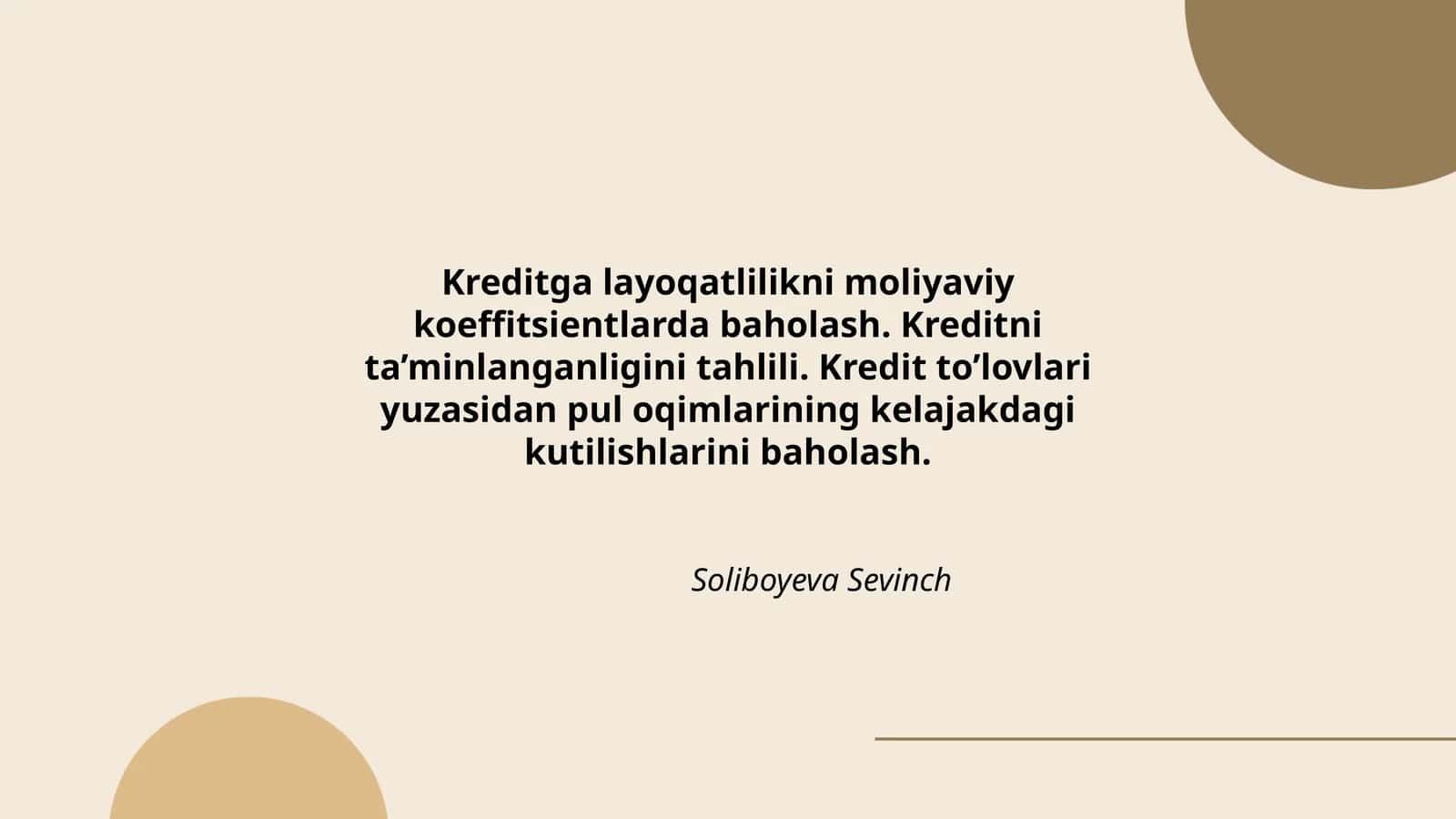 Kreditga layoqatlilikni moliyaviy