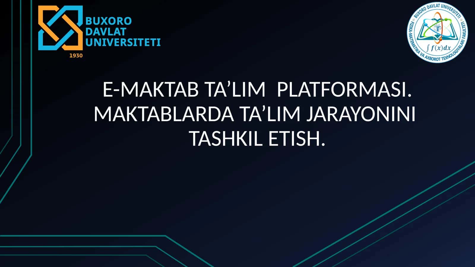 E-MAKTAB TA’LIM PLATFORMASI. MAKTABLARDA TA’LIM JARAYONINI TASHKILETISH