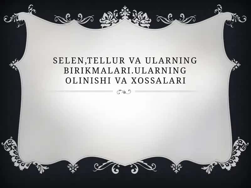 Selenva Tellur birikmalari