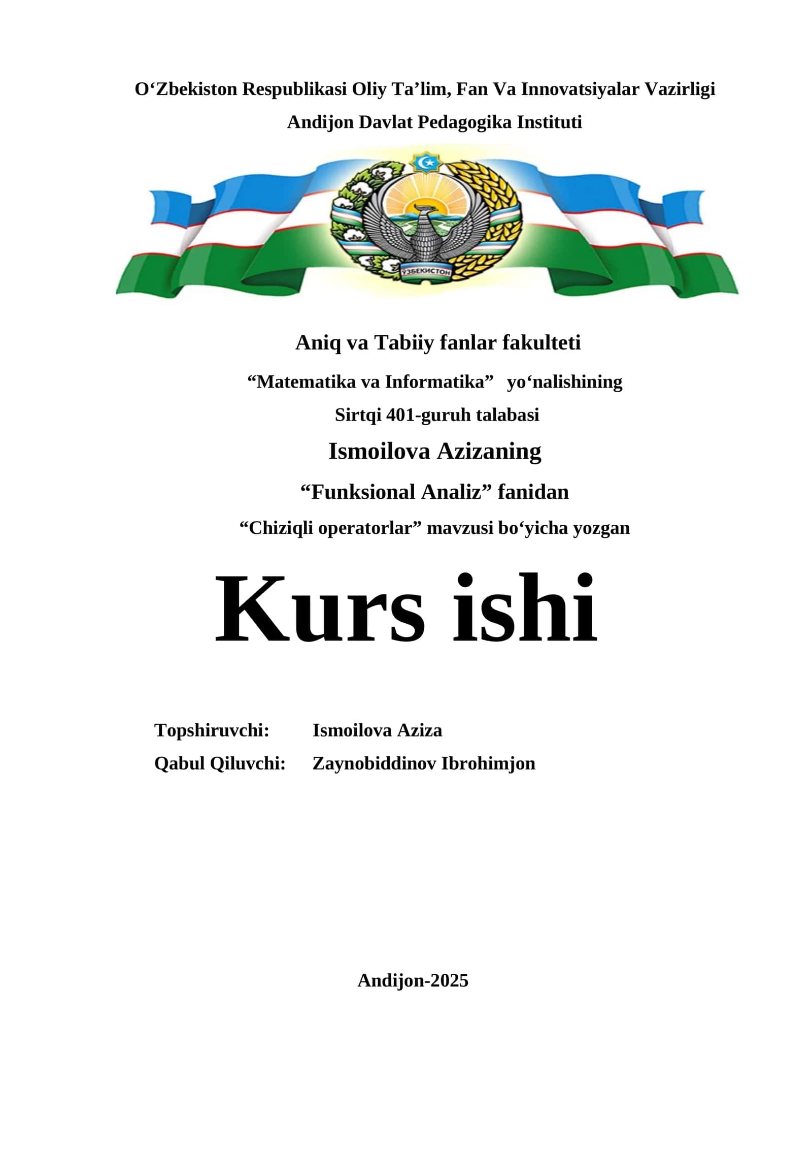 Chiziqli operatorlar