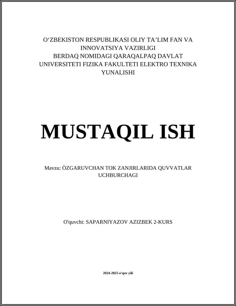 Qisqa tutashuv rejimida quvvat uchburchagi