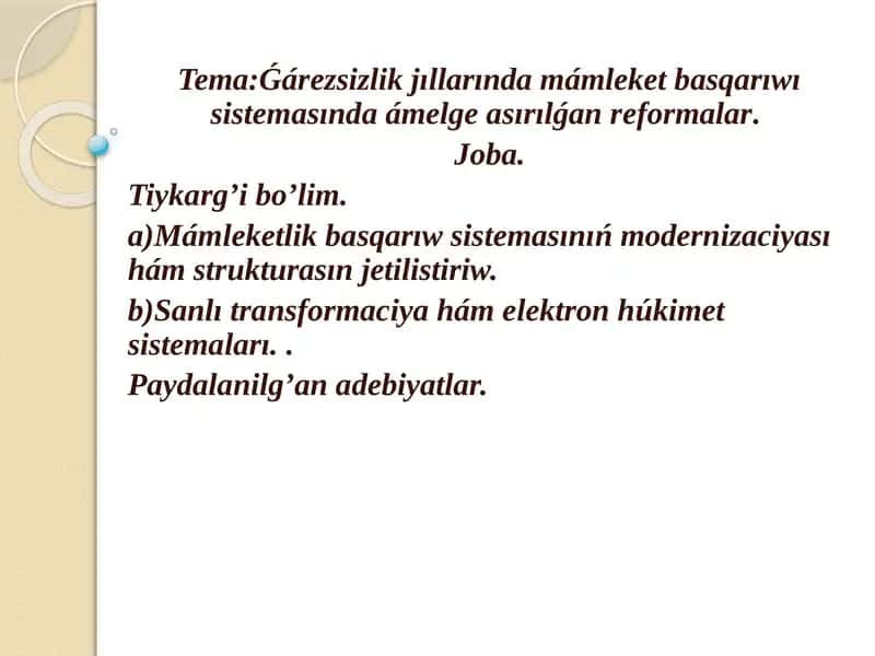 Reformalar mavzusi