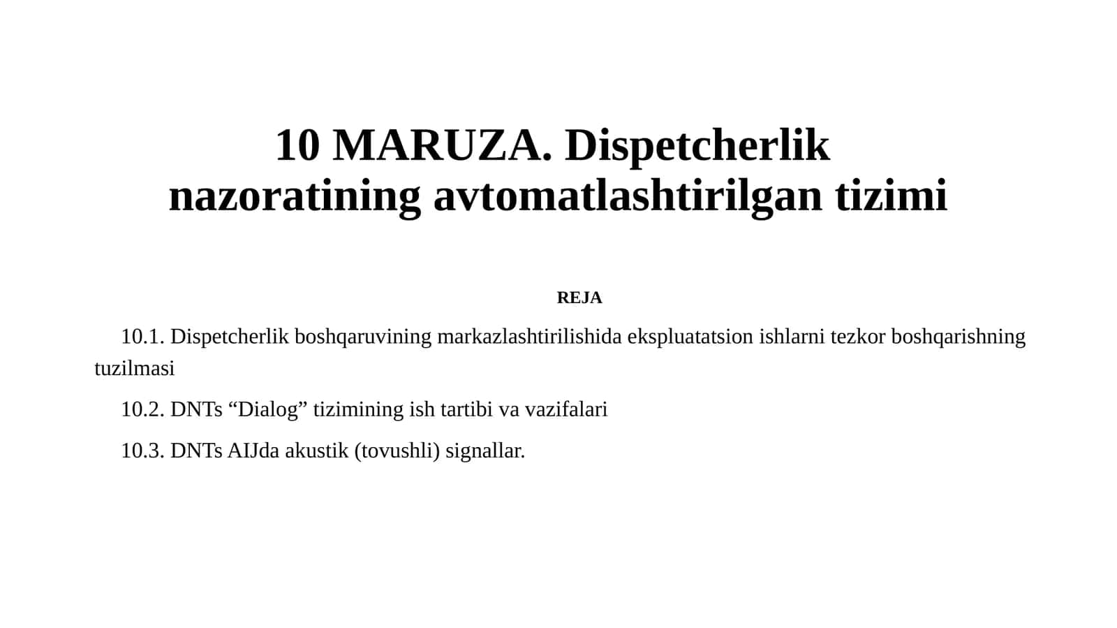 Dispetcherlik nazoratining avtomatlashtirilgan tizimi