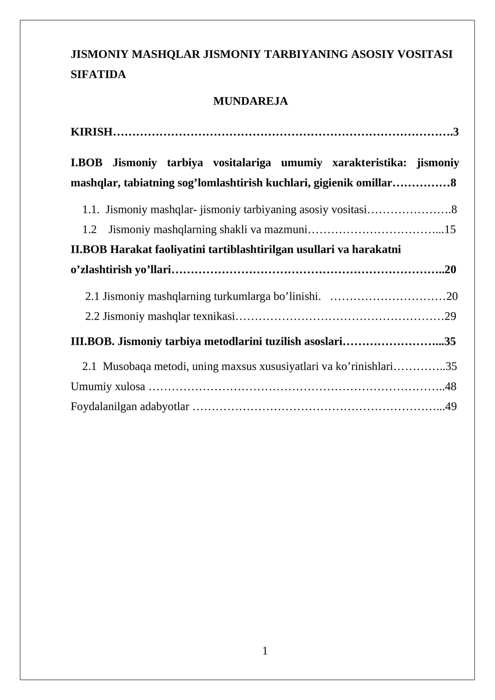 JISMONIY MASHQLAR JISMONIY TARBIYANING ASOSIY VOSITASI SIFATIDA