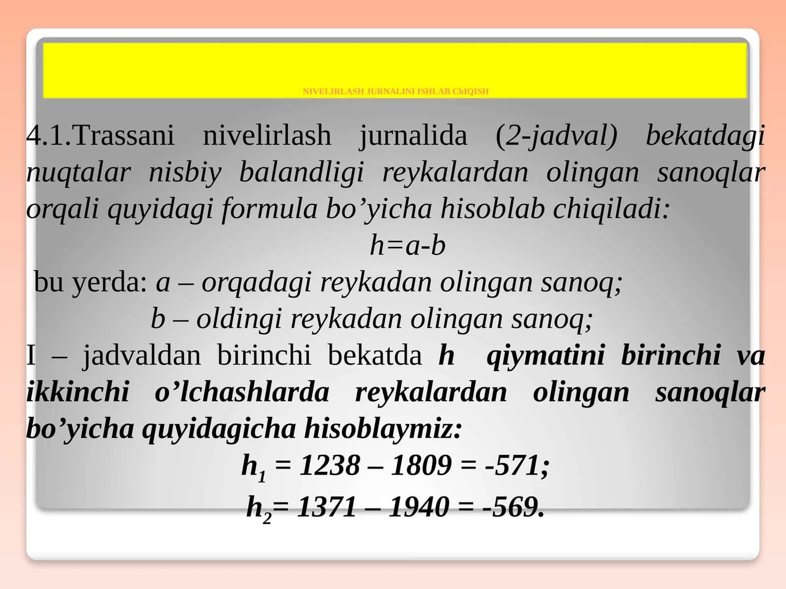 NIVELIRLASH JURNALI