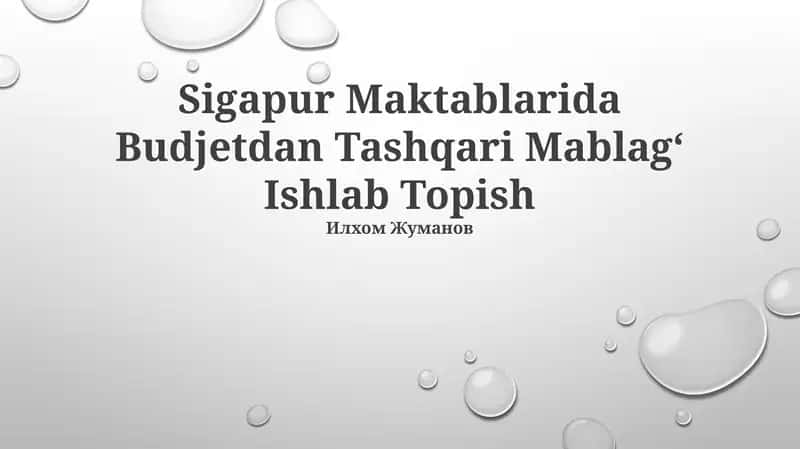 Sigapur Maktablarida Budjetdan Tashqari Mablag‘ Ishlab Topish