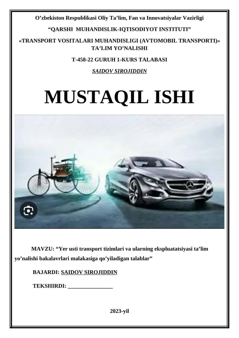 Avtomobil transporti texnik ekspluatatsiyasi