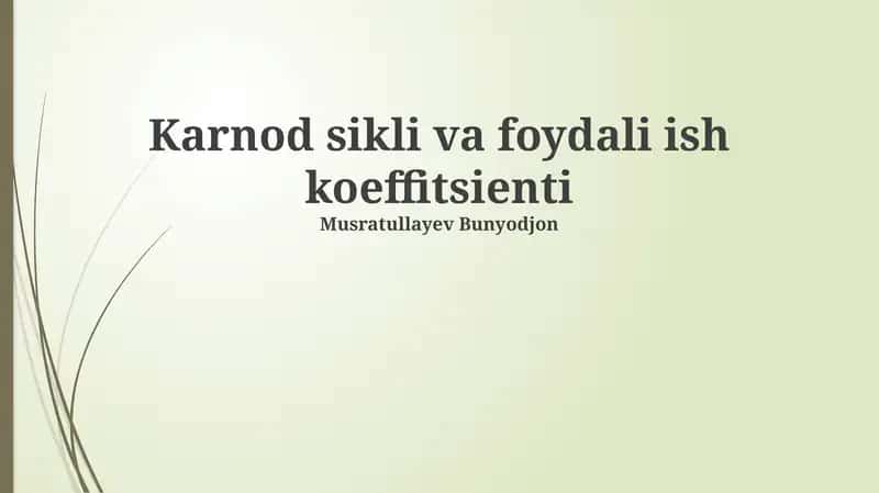 Karno sikli va foydali ish koeffitsienti