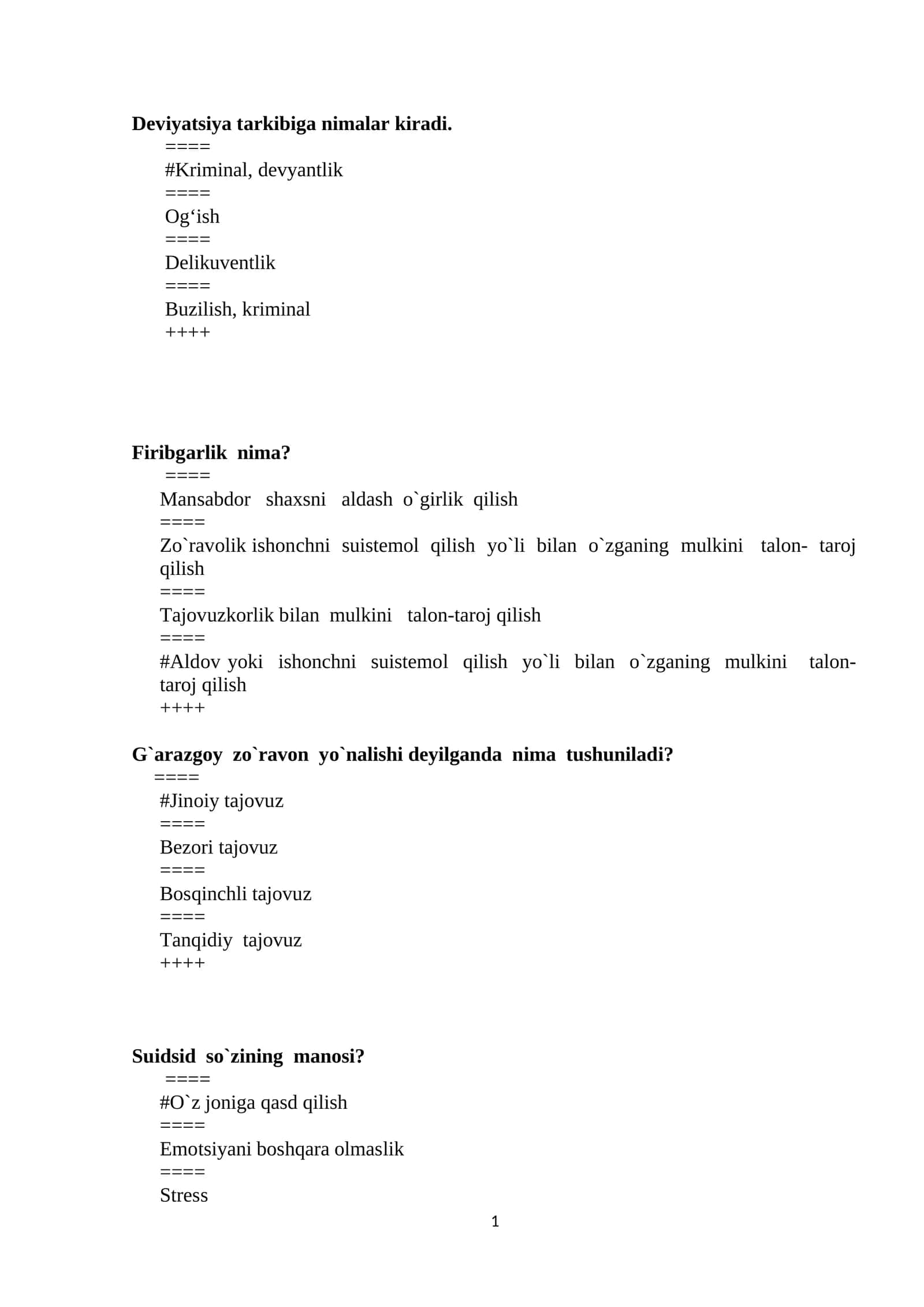 Deviant axloqning asosiy turlari qaysilar?