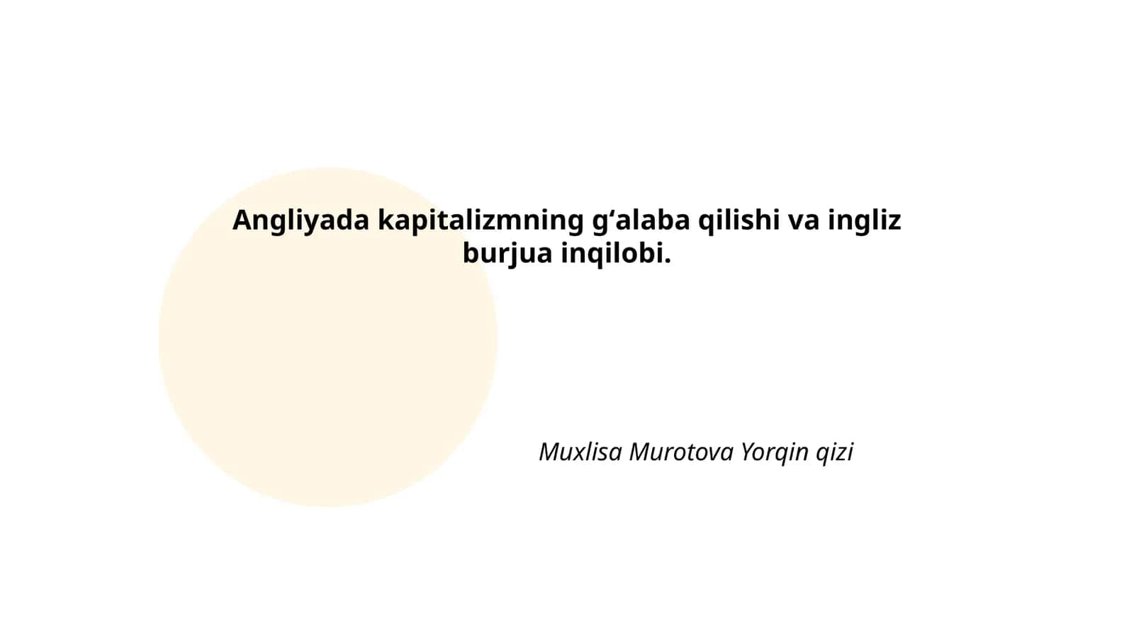 Angliyada kapitalizmning gʻalaba qilishi va ingliz burjua inqilobi