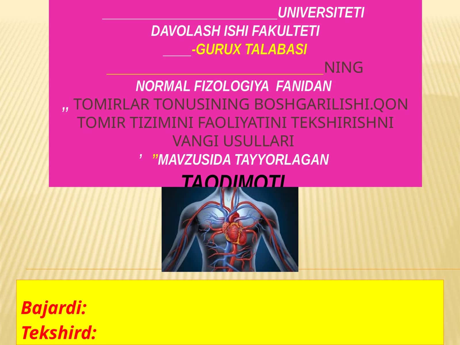 Normalfiziologiya fanidan Tomirlar tonusining boshgarilishi