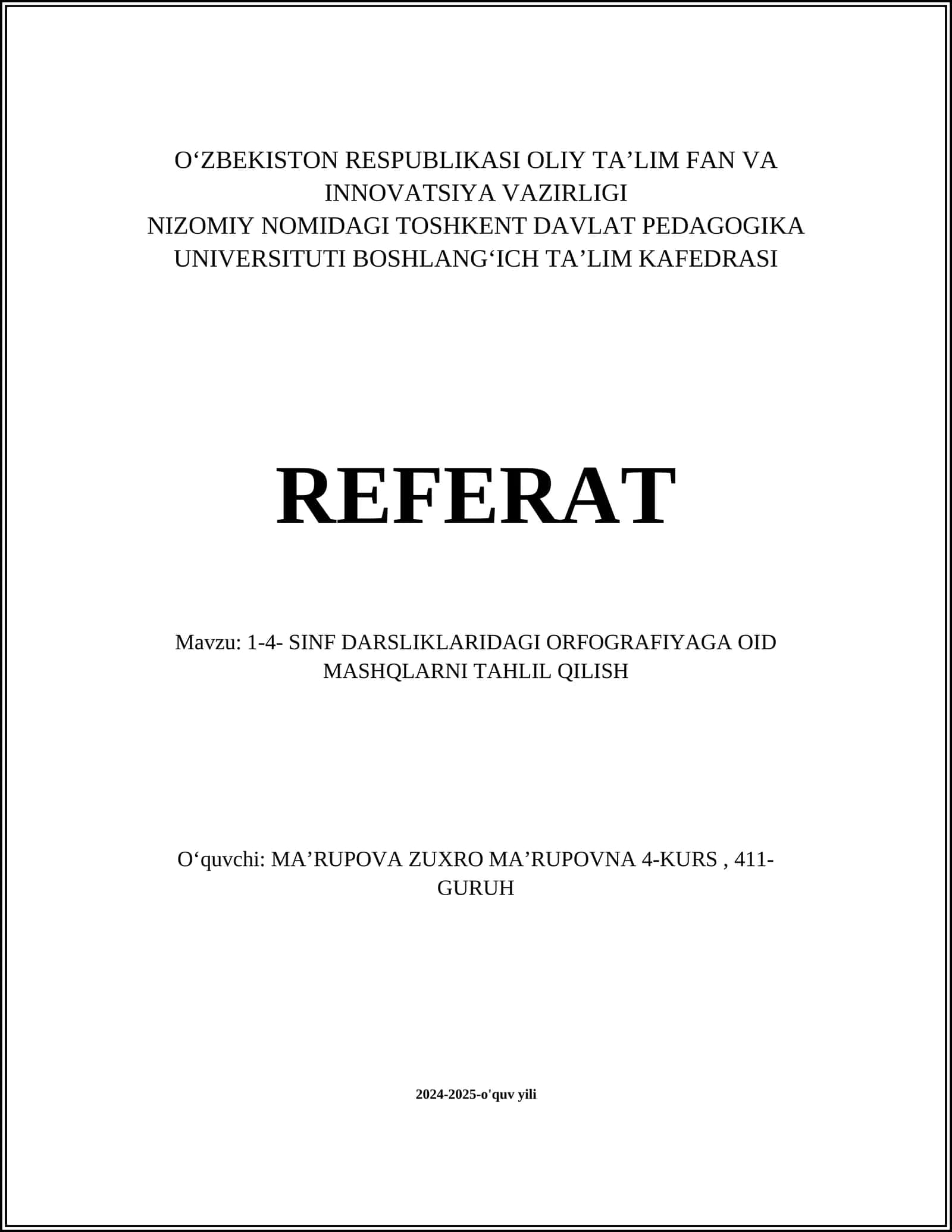Sinf darsliklarida orfografiyani o‘rgatish metodlari
