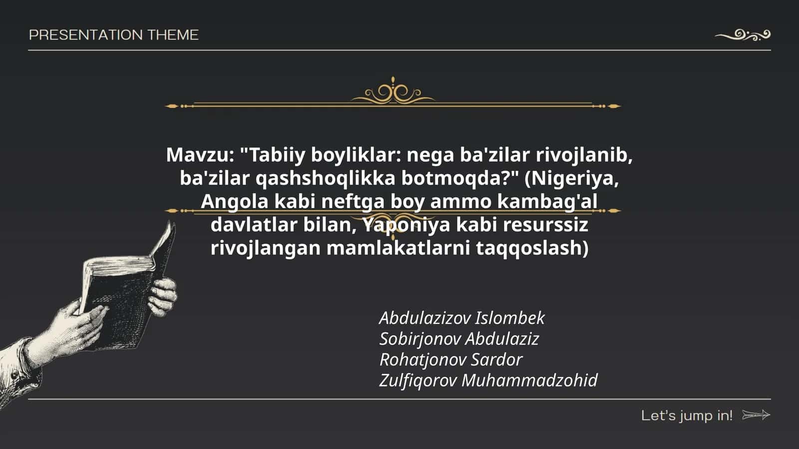 "Tabiiy boyliklar: nega ba'zilar rivojlanib, ba'zilar qashshoqlikka botmoqda?"