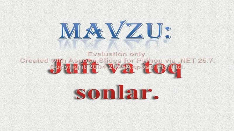 Juft va toq sonlar