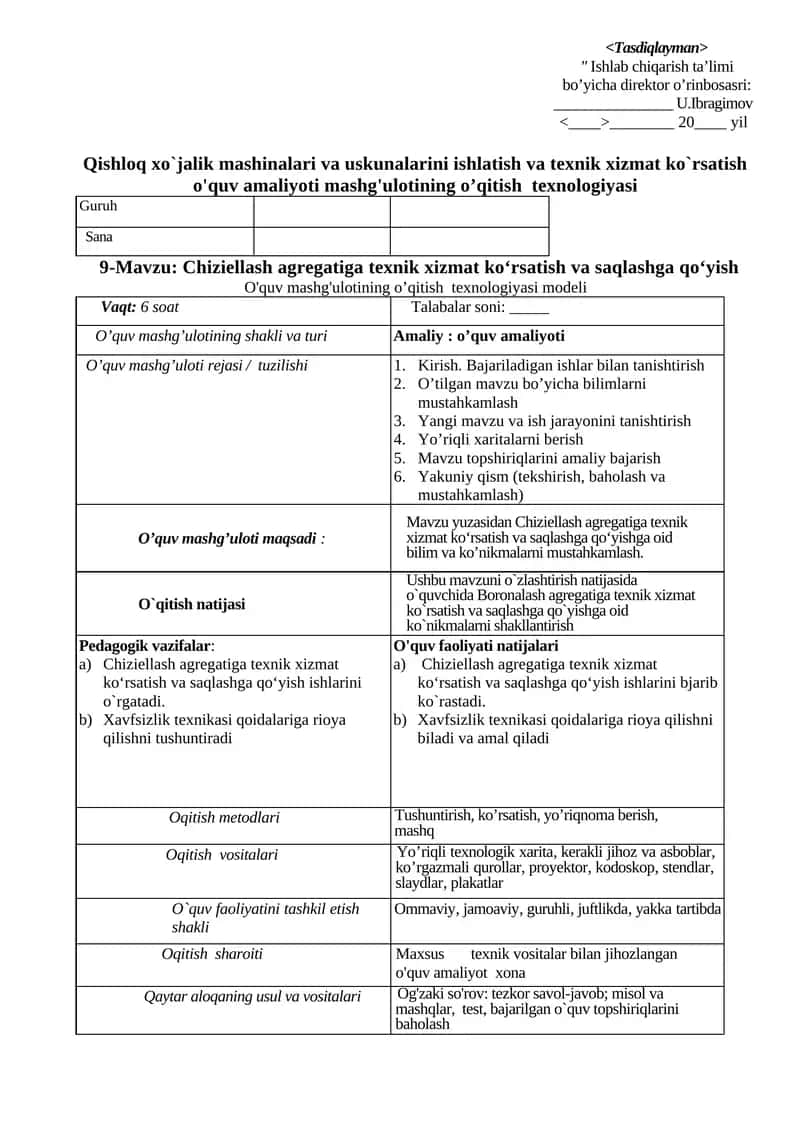 Chiziellash agregati o'rgatish