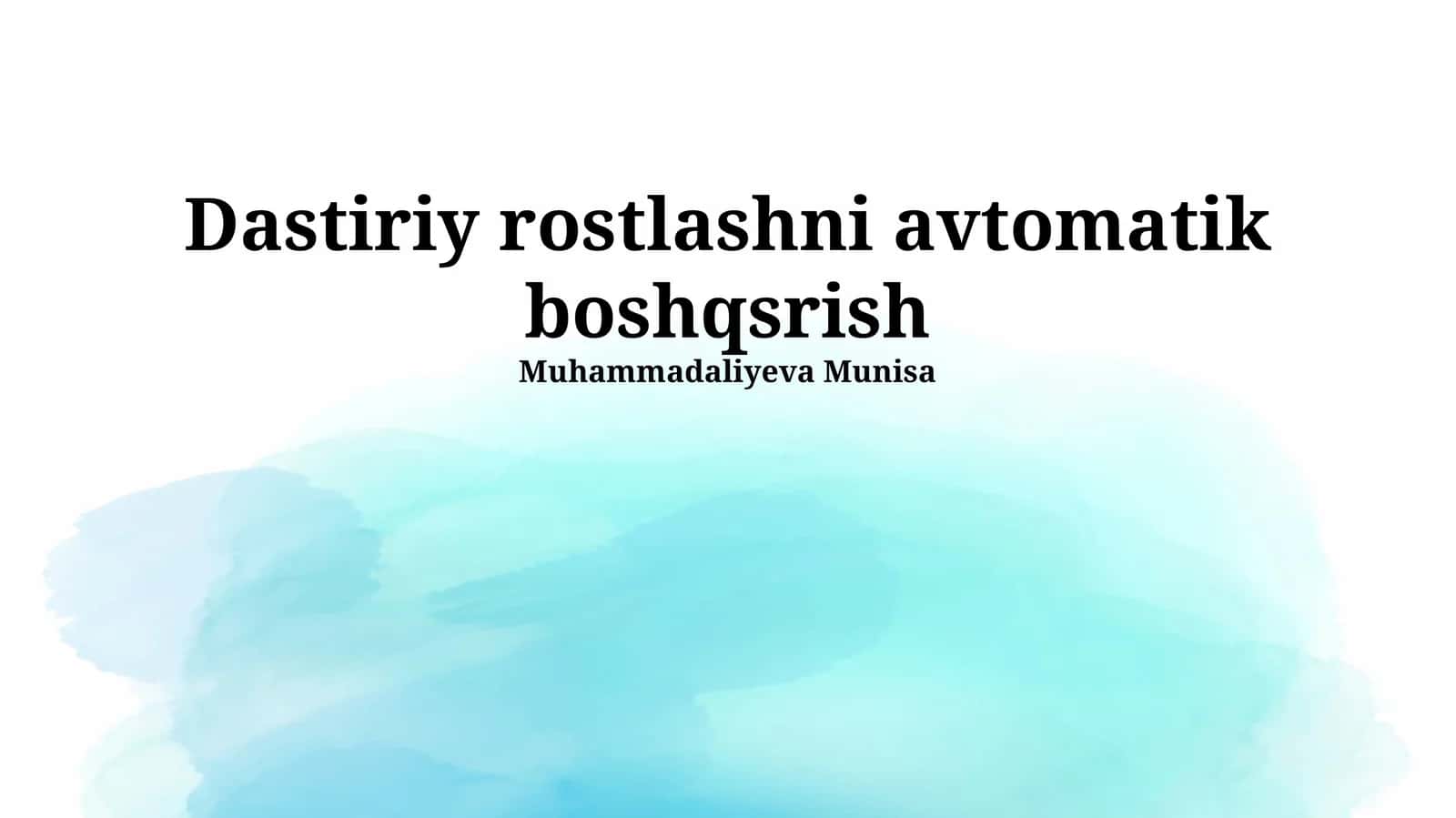 Yo'naltirilgan burg'ilashni avtomatik boshqaruvi
