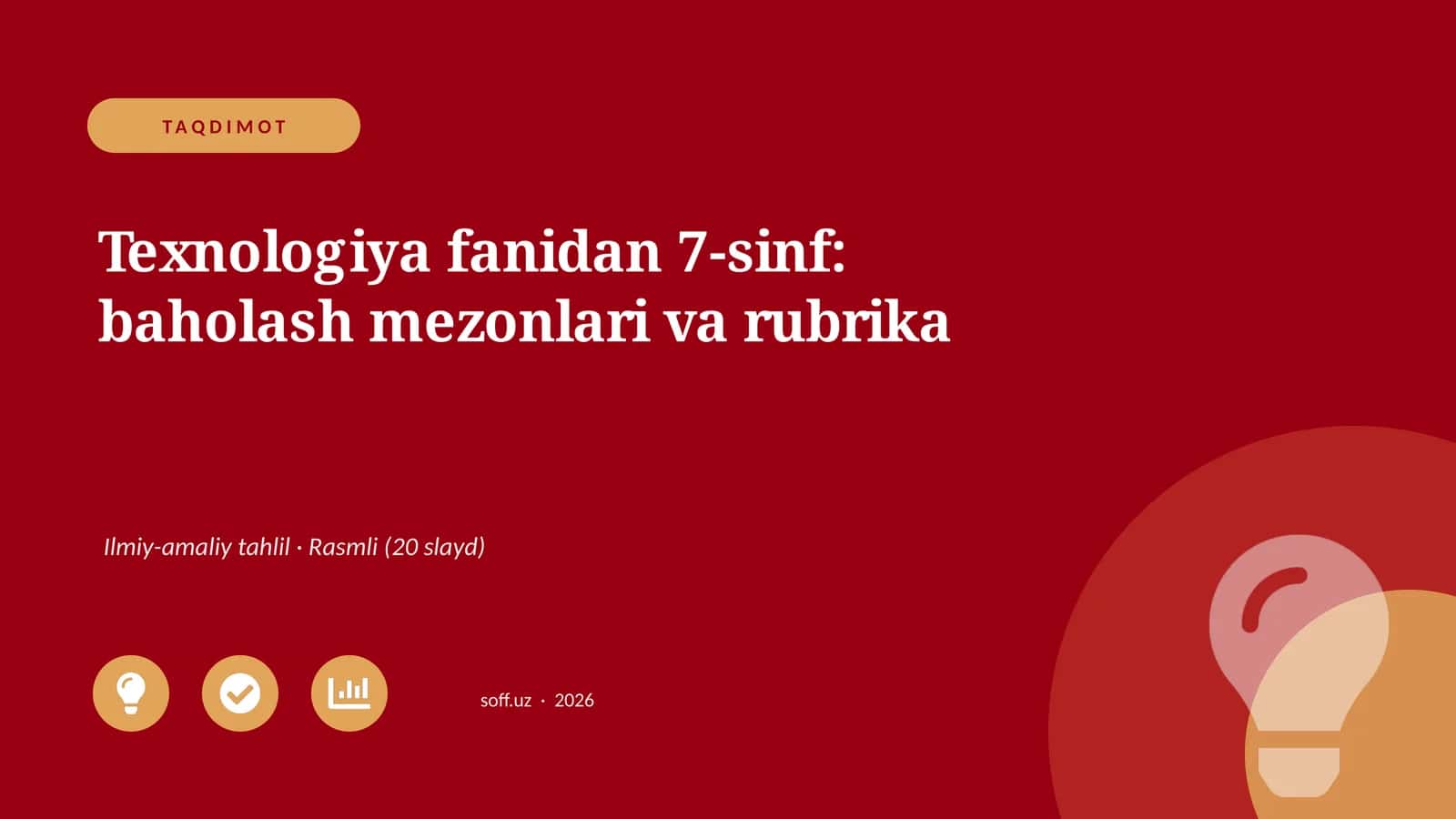 Texnologiya fanidan 7-sinf: baholash mezonlari va rubrika