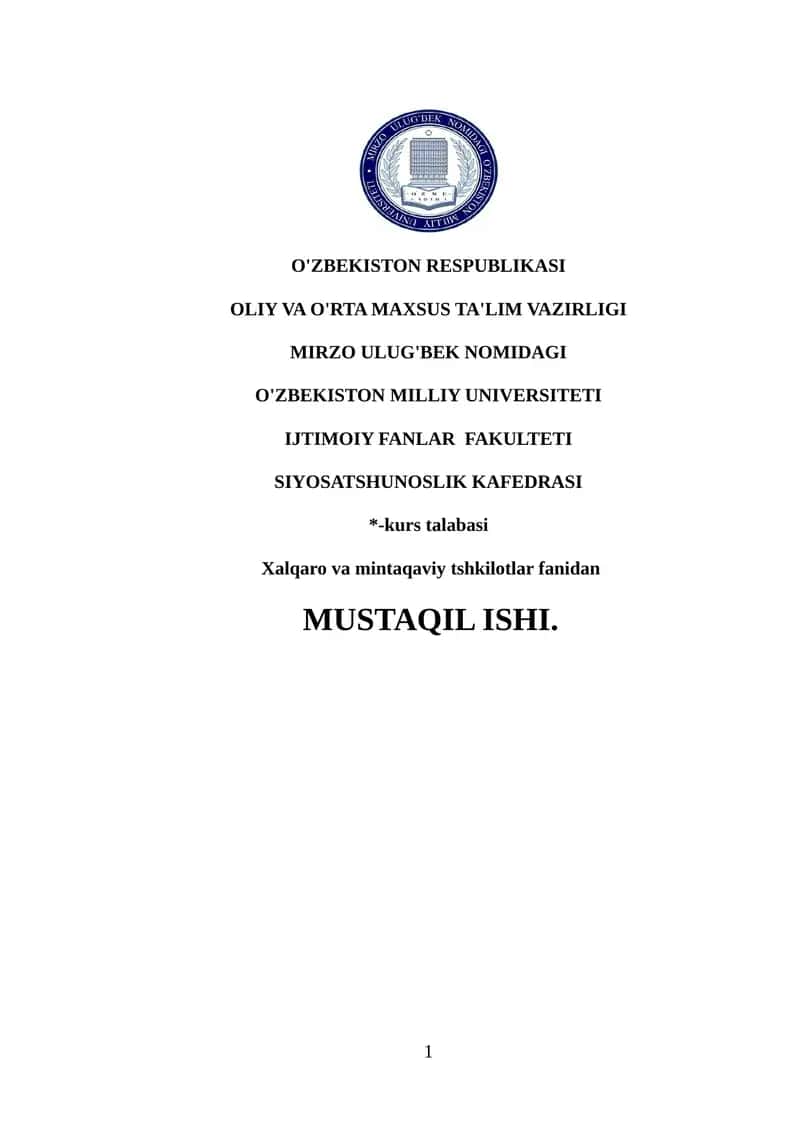 Zamonaviy dunyoda tashkilotlarning qiyosiy tahlili.