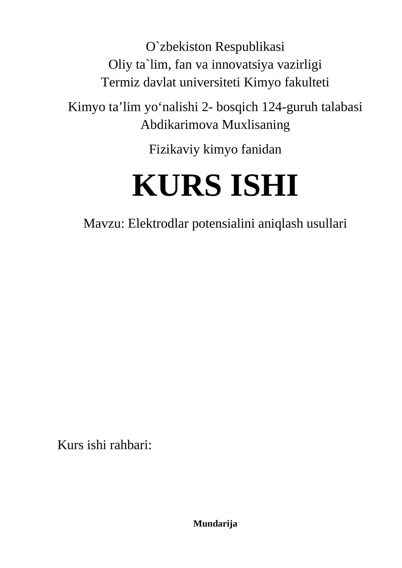 Elektrodlar potensialini aniqlash usullari