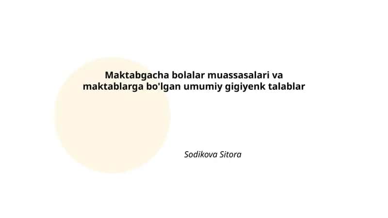 Umumiy gigiyenk talablari