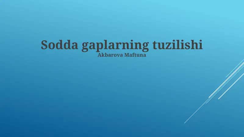 Oddiy Gapning Kichik Tarkibiy Qismlari