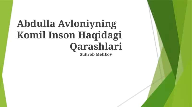 Komil Inson Haqidagi Qarashlari