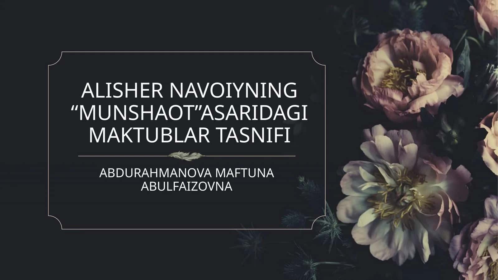 MUNSHAOT ASARI TASNIFI
