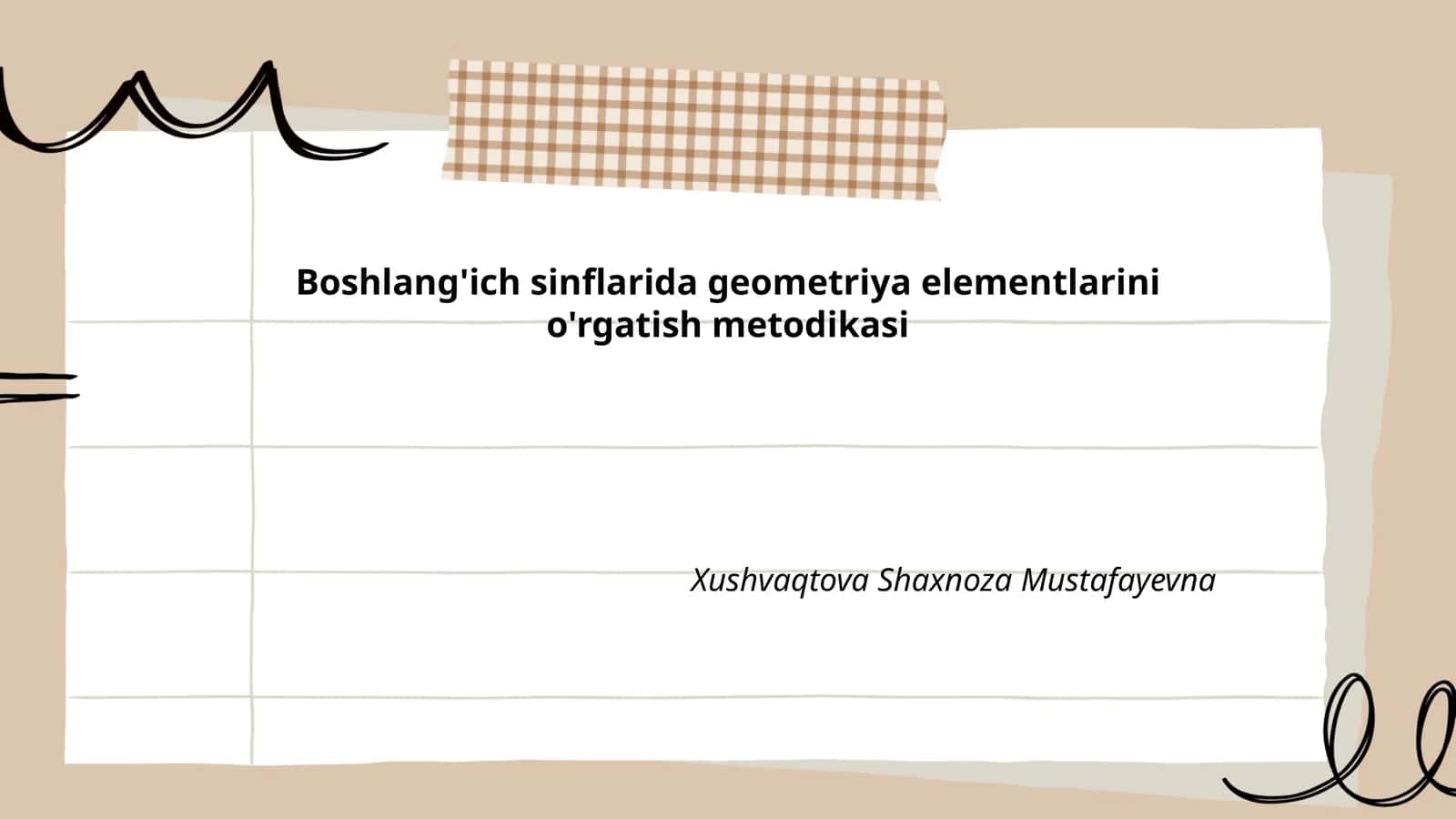 Boshlang'ich sinflarida geometriya elementlarini o'rgatish metodikasi