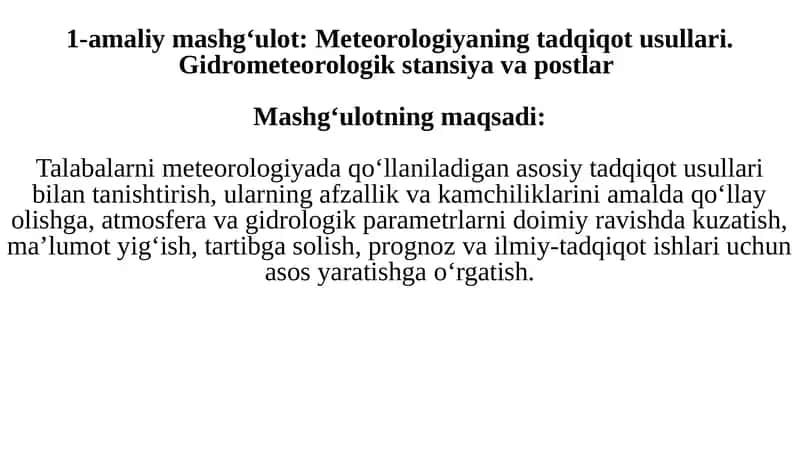 Meteorologiyada tadqiqot usullari