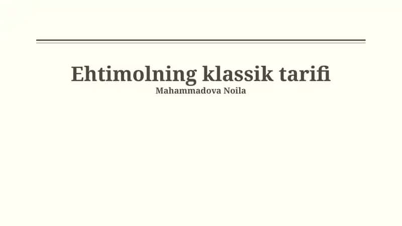 Ehtimolning klassik tarifi