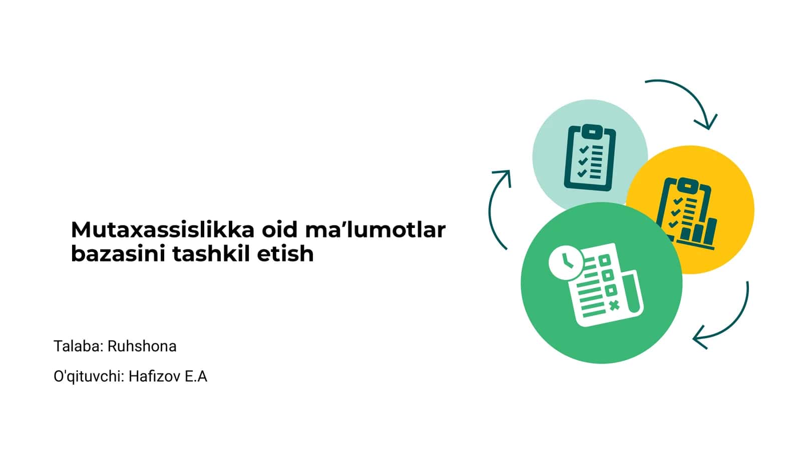 Mutaxassislikka oid maʼlumotlar bazasini tashkil etish