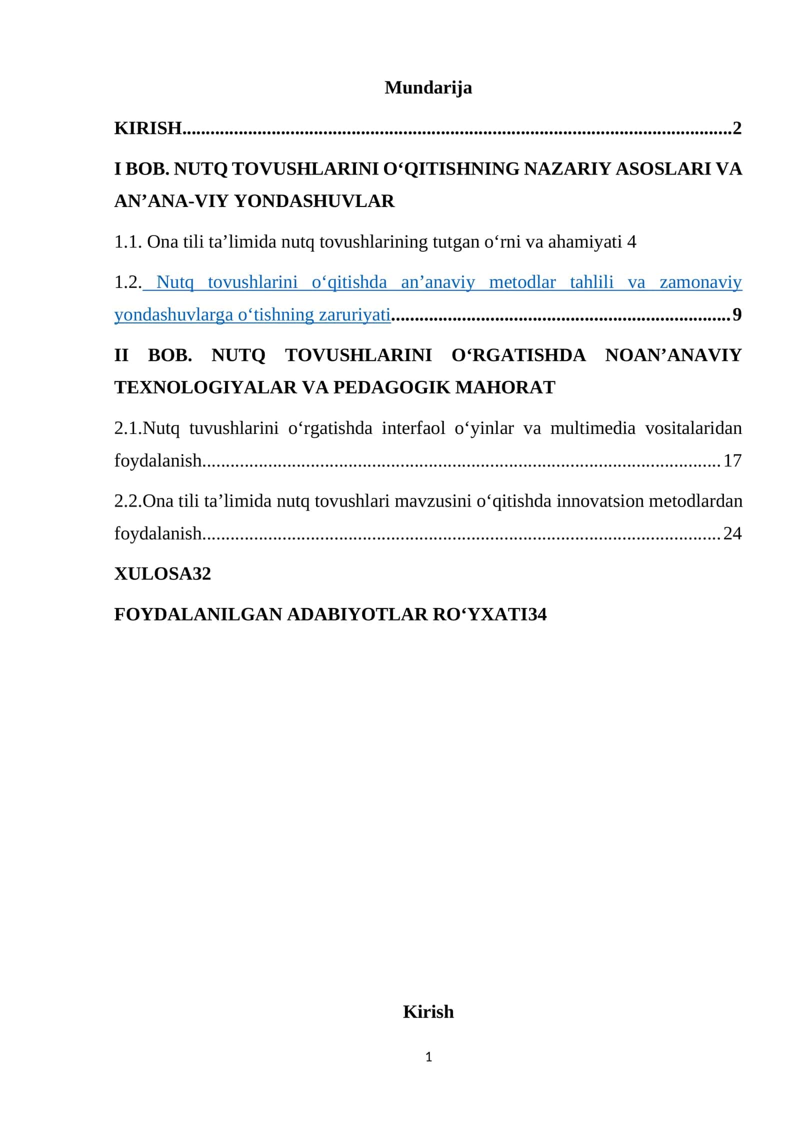NUTQ TOVUSHLARINI O‘QITISHNING NAZARIY ASOSLARI VA AN’ANA-VIY YONDASHUVLAR