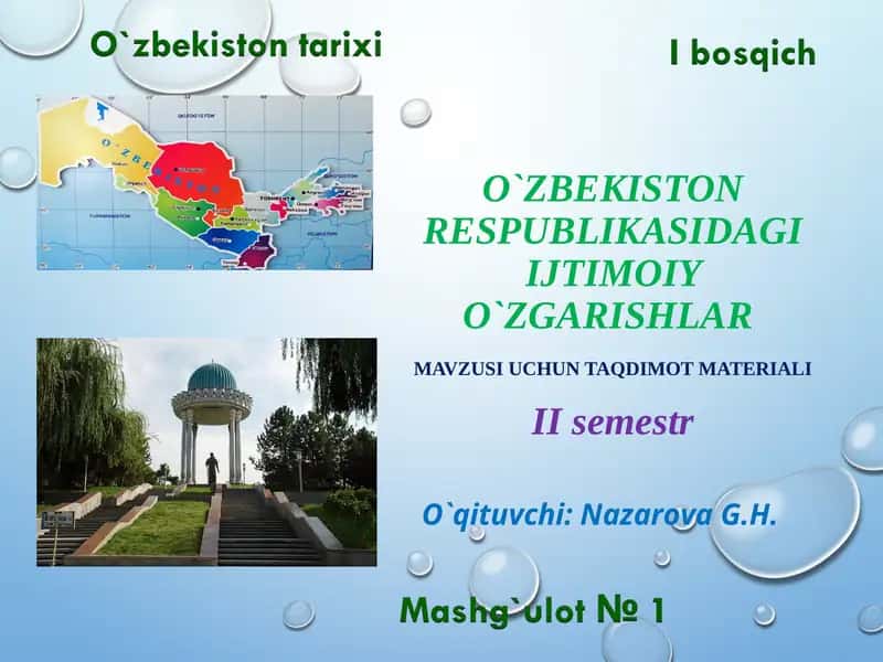 O`ZBEKISTON RESPUBLIKASIDAGI IJTIMOIY O`ZGARISHLAR