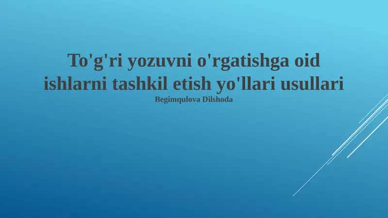 Imlo ko'nikmalarini rivojlantirish bo'yicha amaliy mashg'ulotlar
