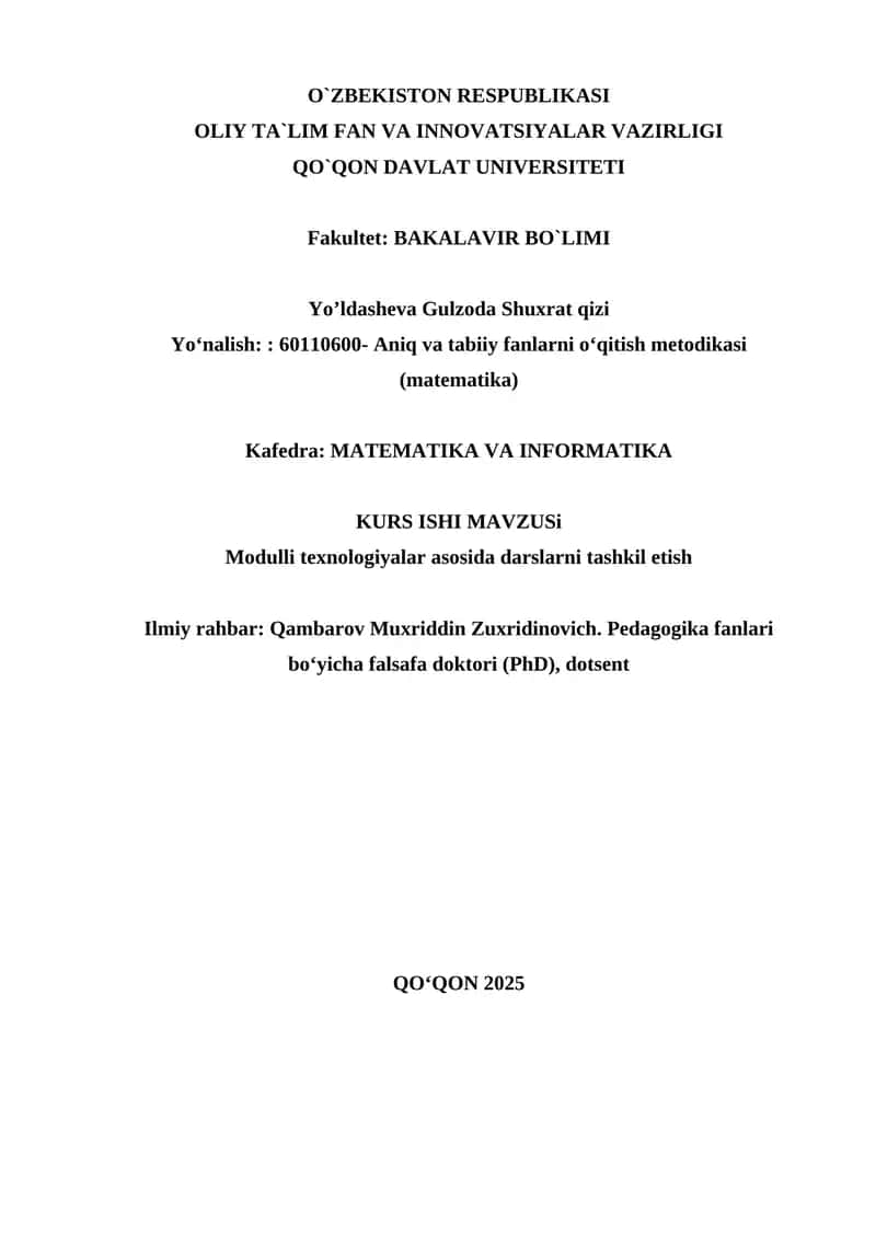 Aniq va tabiiy fanlarni oʻqitish metodikasi (matematika)