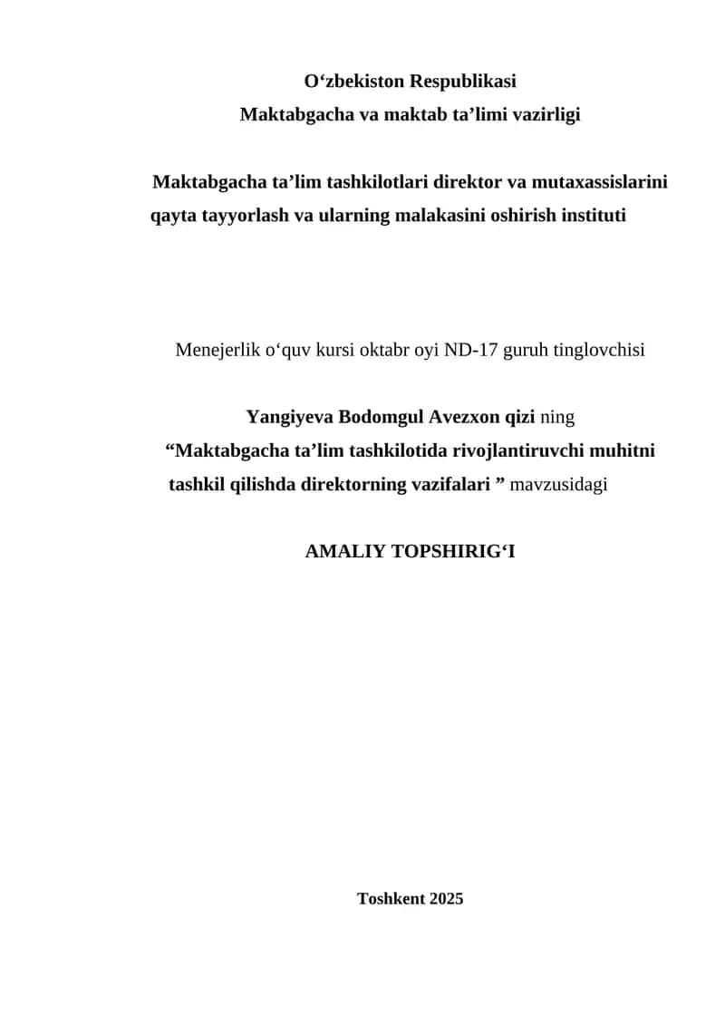 Menejerlik o'quv kursi oktabr oyi ND-17 guruh tinglovchisi