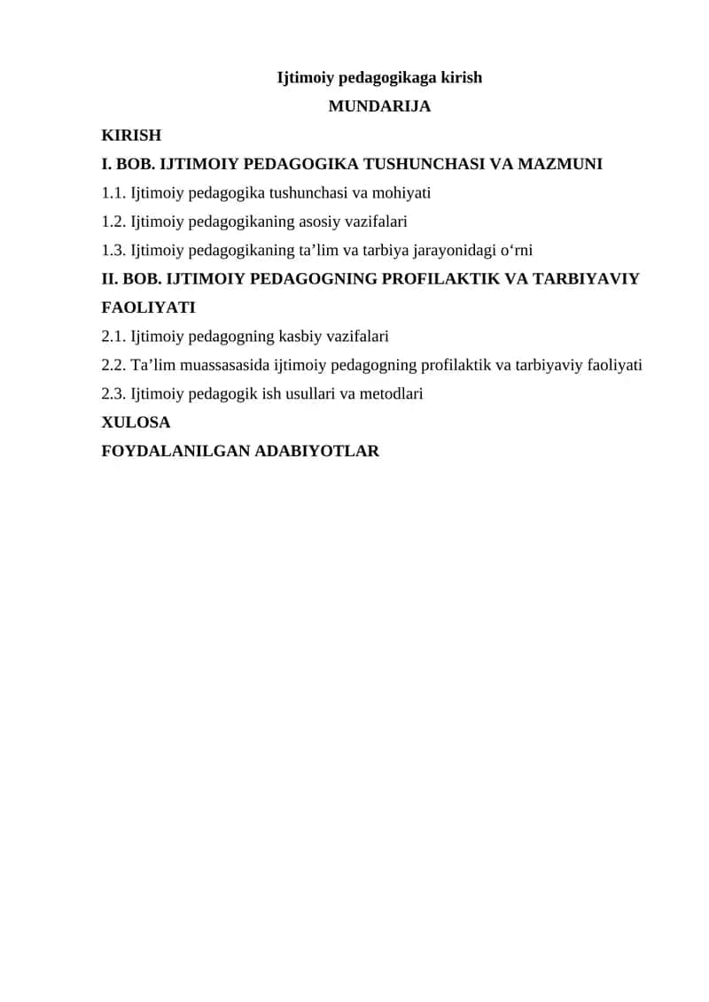 Ijtimoiy pedagogikaga kirish