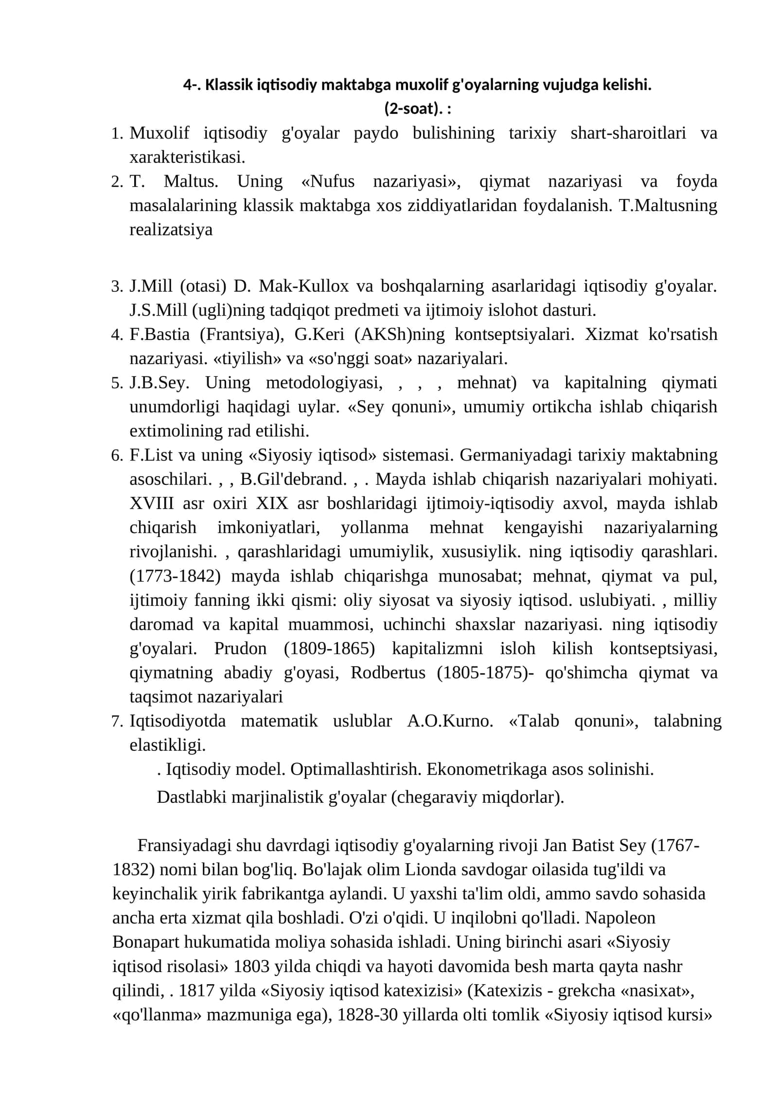 Klassik iqtisodiy maktabga muxolif g'oyalarning vujudga kelishi