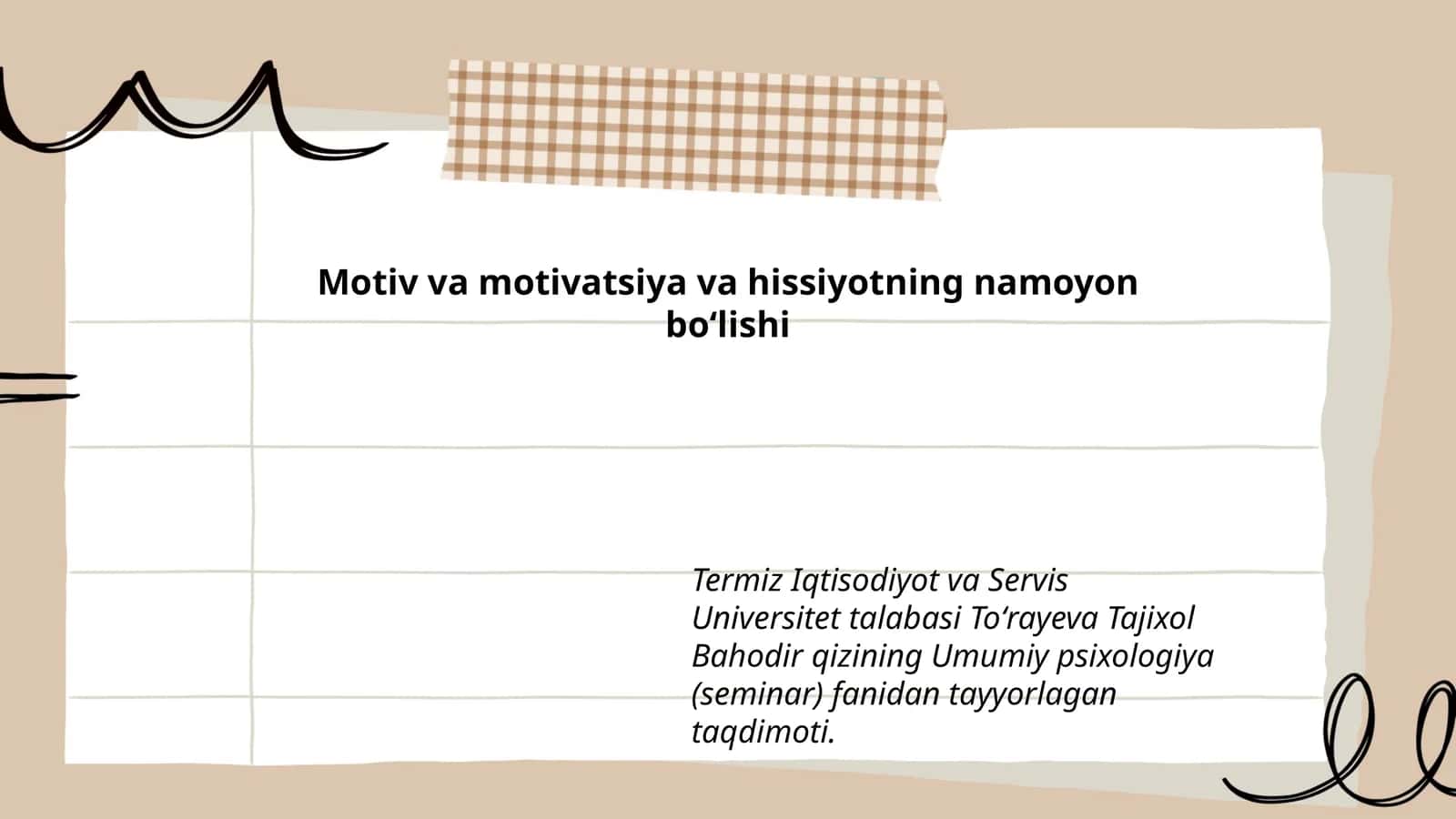 Umumiy psixologiya (seminar) fanidan taqdimoti