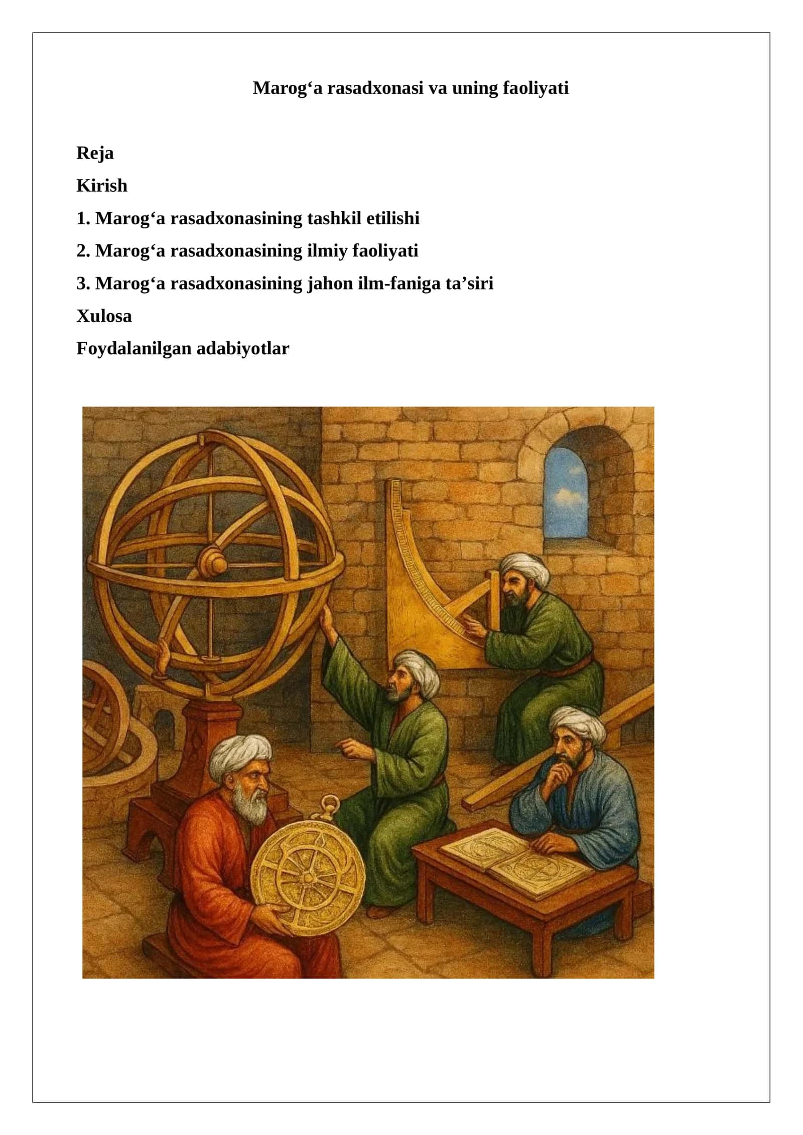 Marog‘a rasadxonasi va uning faoliyati
