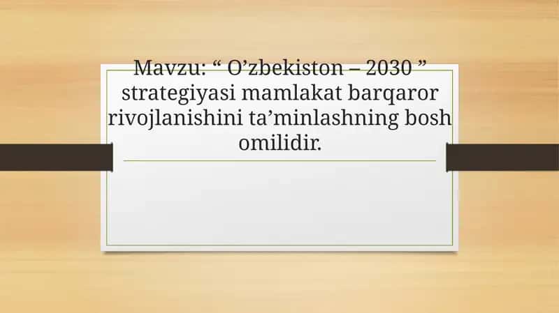 O'zbekiston - 2030
